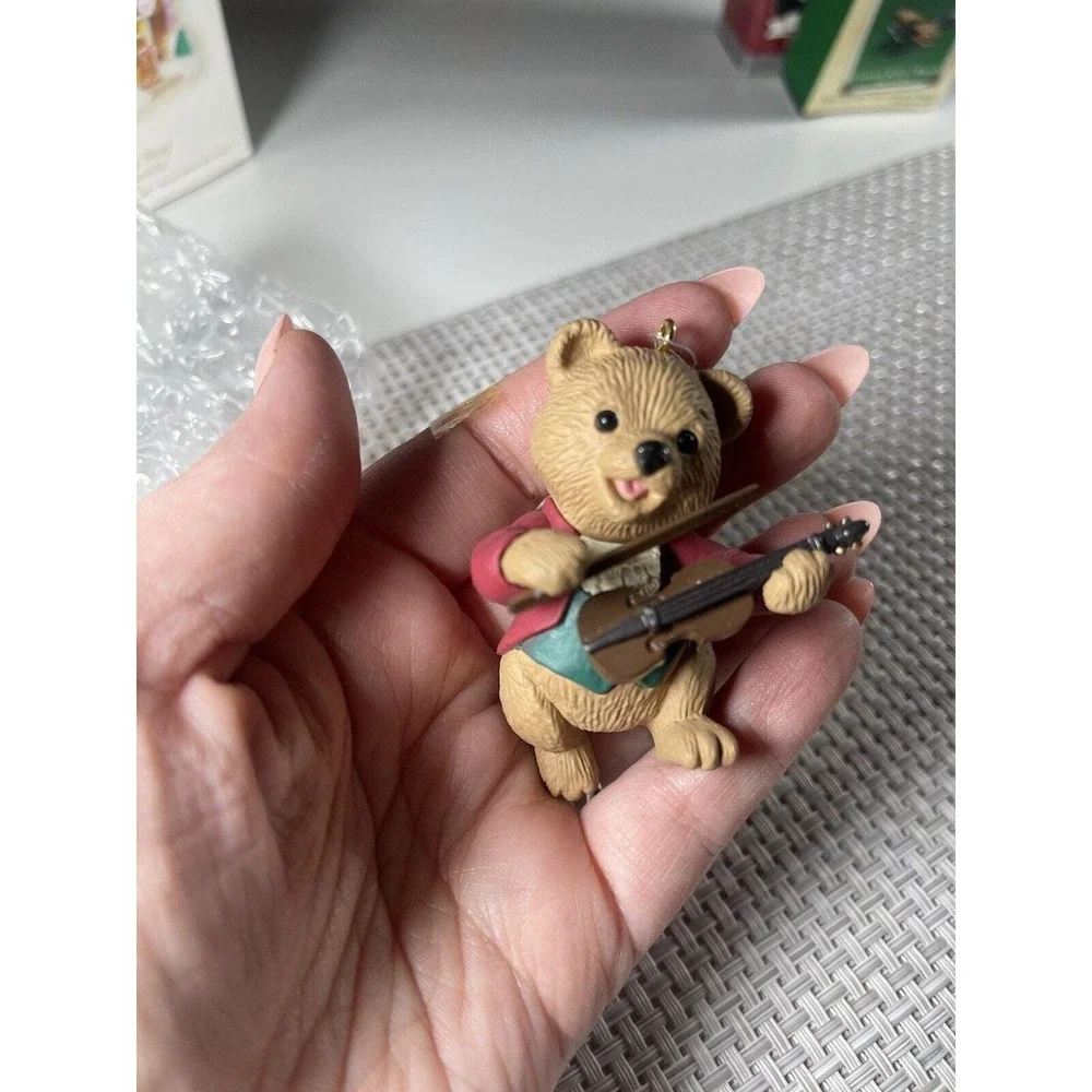 Hallmark Keepsake Ornament Fiddlin Around 1991 Bear Fiddle In Box Vintage‎